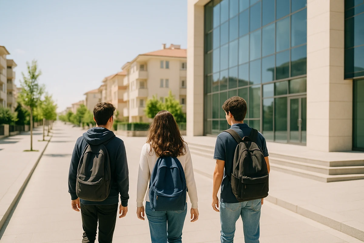 Eryaman'da kurs merkezine yürüyerek gelen lise öğrencileri ve ulaşımı kolay merkezi konum