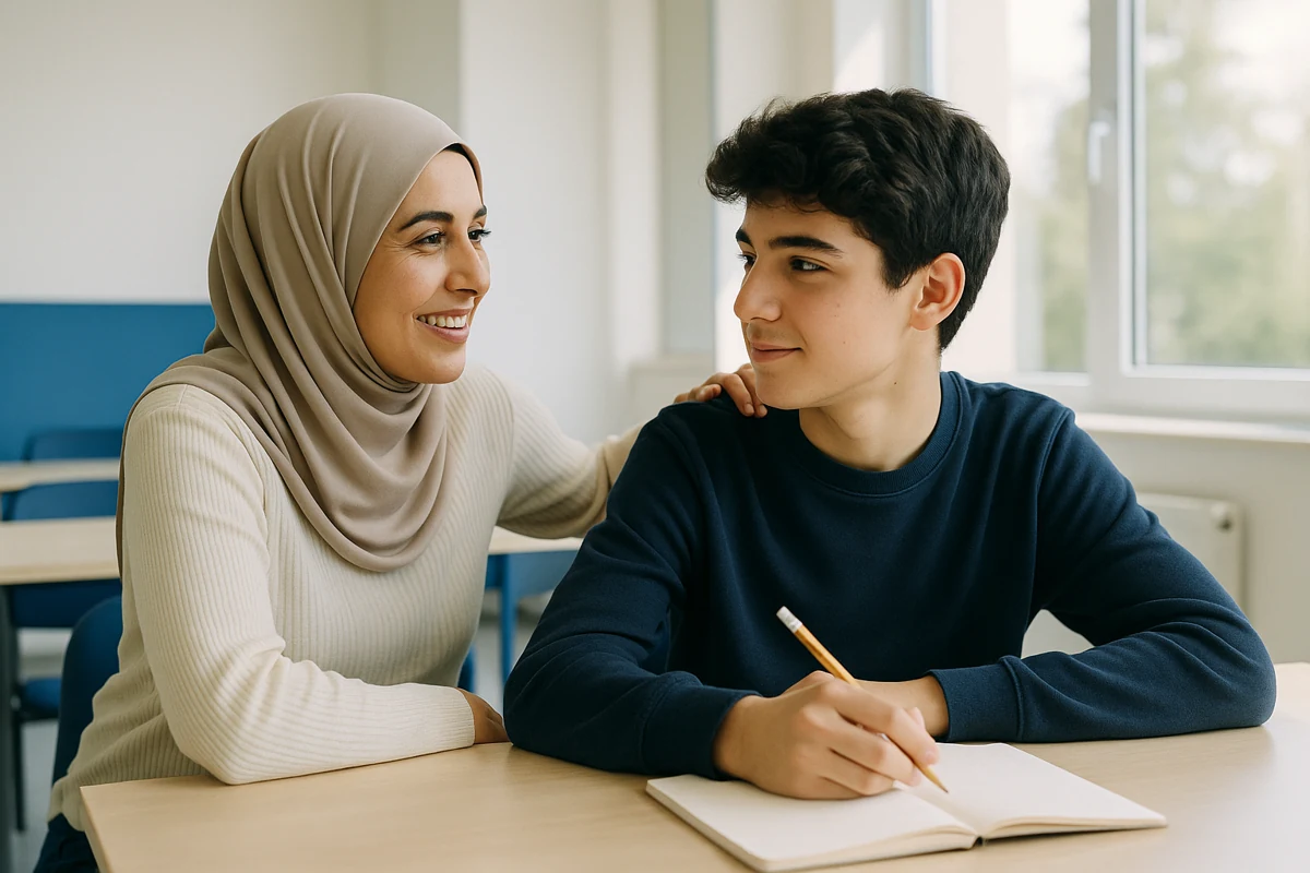Motivasyon düşüşünde baskı değil, birlikte plan yapmak işe yarar Ders çalışma isteği azalan öğrenciye destek olan velinin evde birlikte çalışma anı